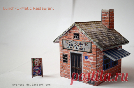 Lunch-O-Matic Restaurant Papercraft +DOWNLOAD A small build,it fits on one A4 paper.Simple and easy to do. Original build/template by: Papermau Difficulty Level:Easy Direct Download Link:[link]