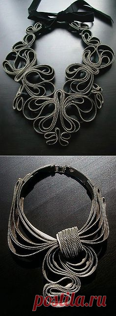 Sculptural jewelry made from zippers | jewelry reference