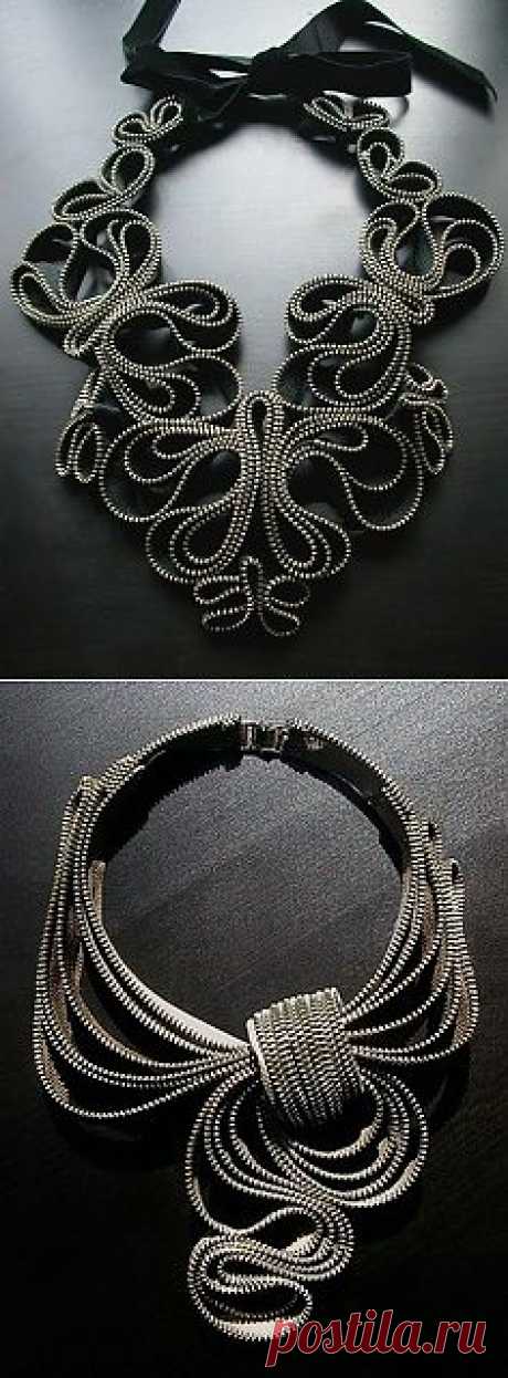 Sculptural jewelry made from zippers | jewelry reference