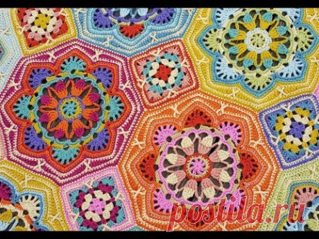 Persian Tiles blanket - Eastern Jewels. Шикарный плед крючком.
