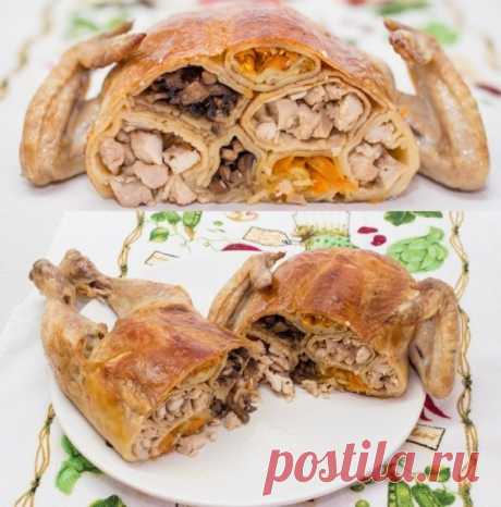 курица фаршированаая блинами