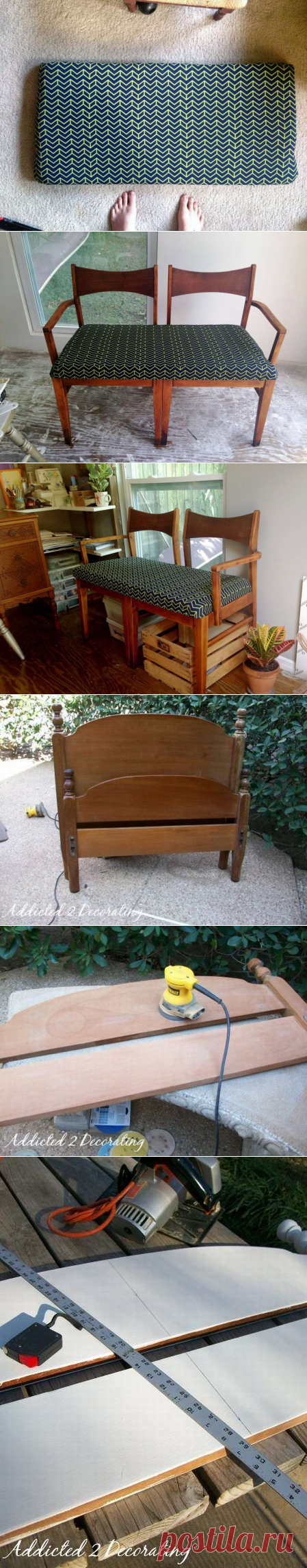 Скамья из деревянных стульев