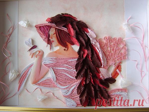 Женские портреты в технике квиллинг