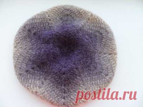 Берет из кауни крючком ( Crochet beret ) (Шапка #15)