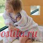 Плед из остаток ниток *Радужные полоски*