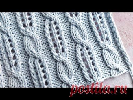 Лёгкий узор с ажурными жгутами для вязания палантина,  пуловера