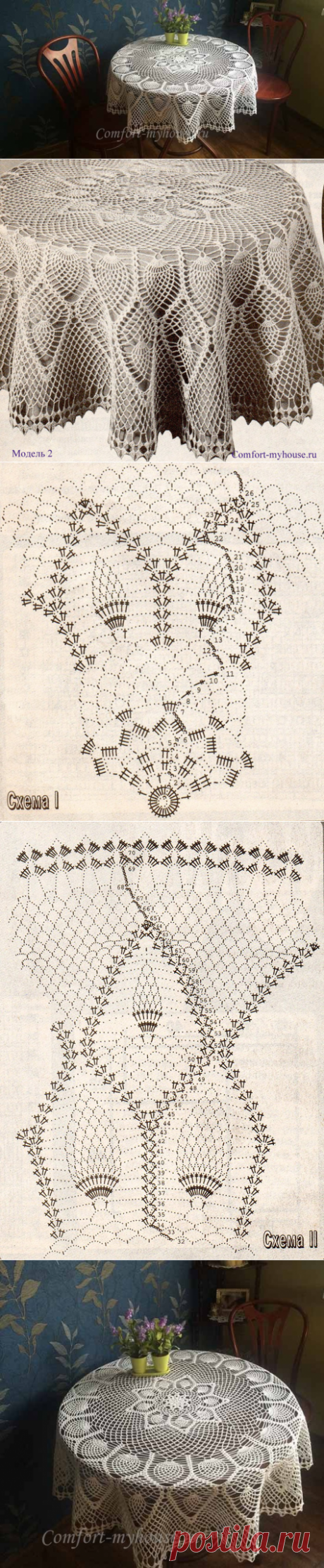 Схемы вязания парадной круглой скатерти крючком | Уют и тепло моего дома