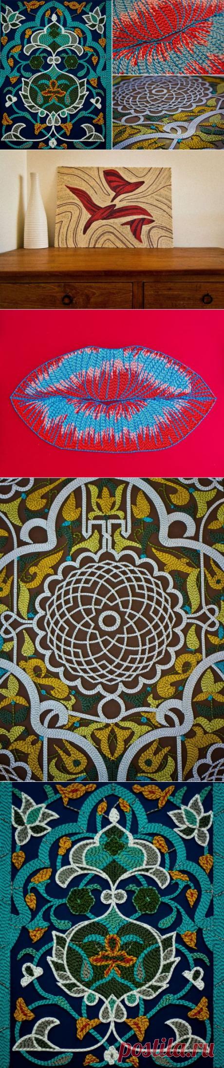 Очень красивые картины из скрученной бумаги .