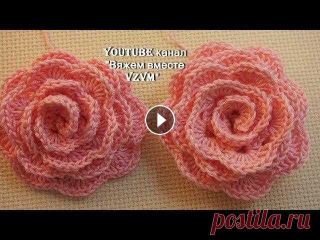 ✿Как связать розочку крючком  Объемные цветы крючком Урок 75  Surround the flower is crocheted Объемный цветок связанный крючком. Вяжем розу, пошаговый мастер класс для начинающих, бесплатно и понятно. Осталось только повторить. Роза может быть ...