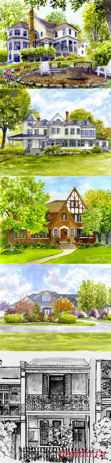 House watercolor painting Custom house portrait Watercolor | Etsy