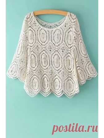 Openwork Solid Color Half Sleeve Blouse A site with wide selection of trendy fashion style women's clothing, especially swimwear in all kinds which costs at an affordable price.