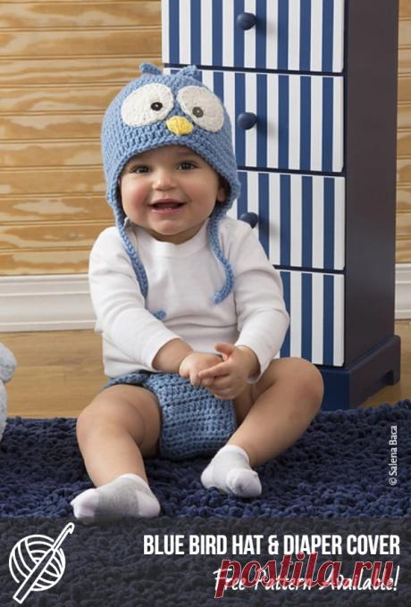 Cute Free Crochet Patterns For Children | Patterns Center Cutie Blue Bird Hat & Diaper Cover Craft: Crochet, Skill level: Easy, Designed by: Salena Baca #crochet #crochethat #freecrochetpattern #crochetowl #crochetforchildren #crochetlove