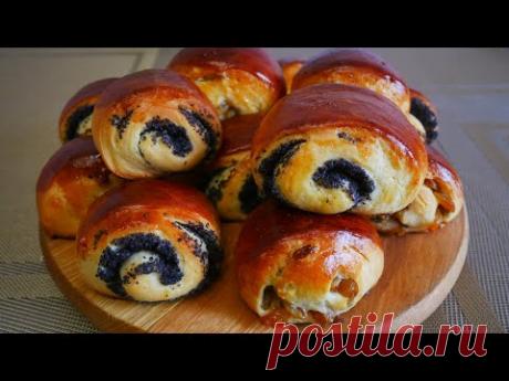 Булочки из дрожжевого теста ПОПУТЧИЦА. Булочки с изюмом и маком. Домашние Булочки - YouTube