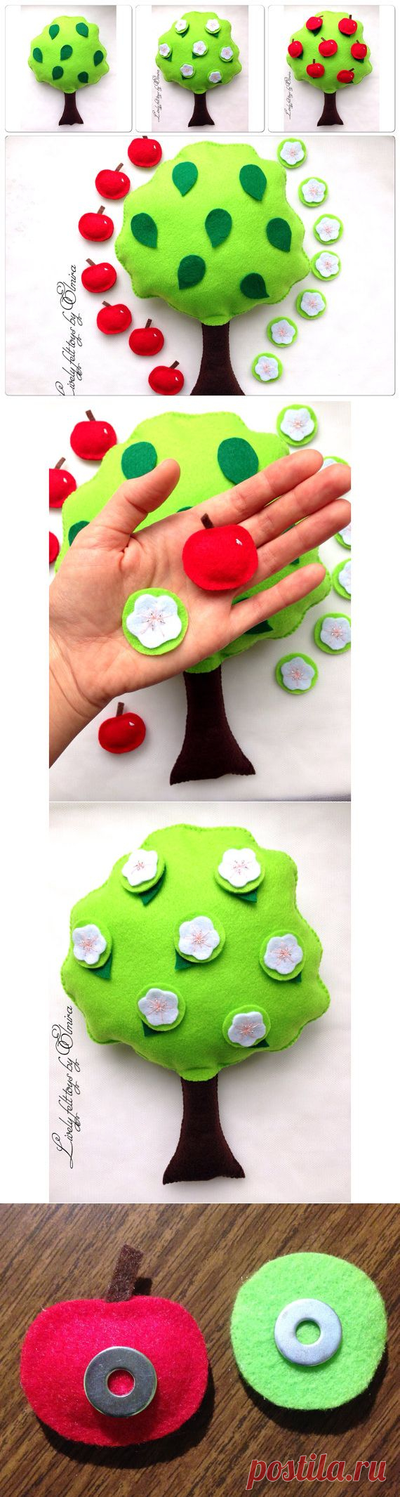 Яблоня из фетра дерево на магнитиках от LivelyFeltToys на Etsy