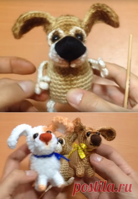 Собака Амигуруми крючком.
