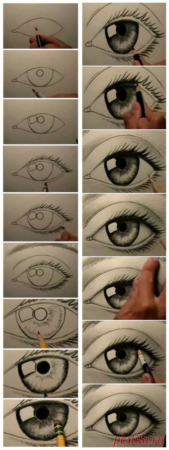 Drawing eyes.