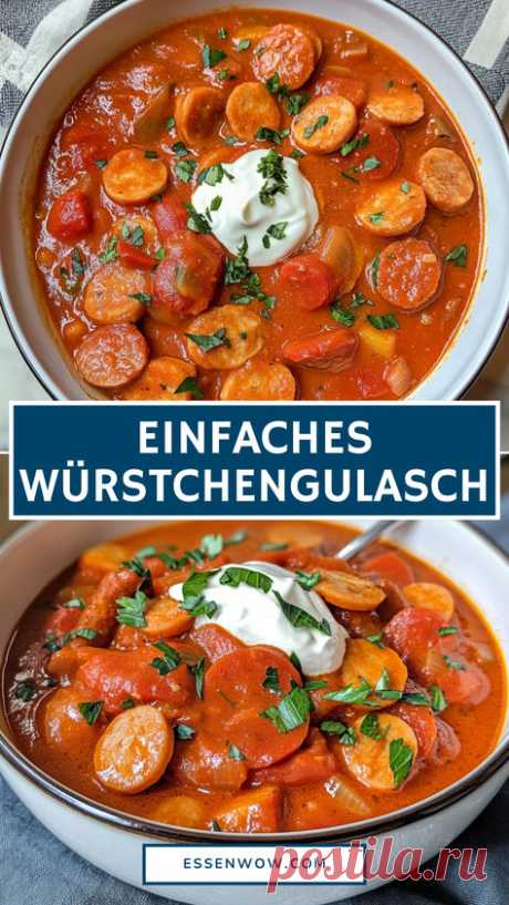 Ein klassisches Würstchengulasch, das schnell und einfach auf den Tisch kommt! Perfekt für die ganze Familie und voller Geschmack – ideal für hektische Tage.