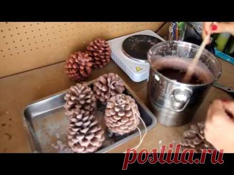 Красим шишки воском. Покрываем шишки воском. - YouTube