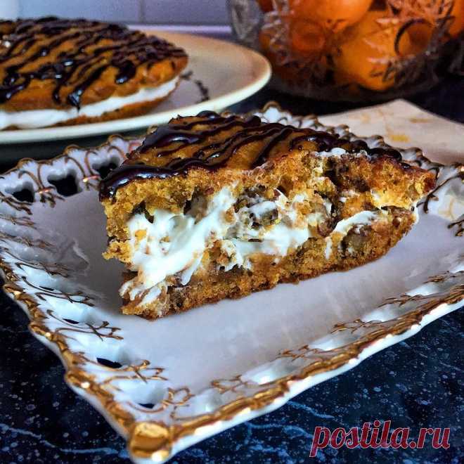 Тыквенный пряный пирог со сметанным кремом🎃🍮👌
