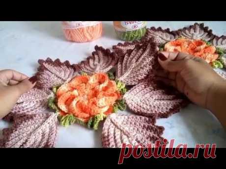 🍁Dica do dia Folha degrade em croche.Para aplicação em tapete Por Vanessa Marcondes.