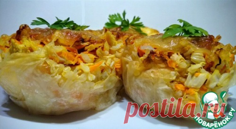 Мини-запеканки в капустных листьях - кулинарный рецепт
