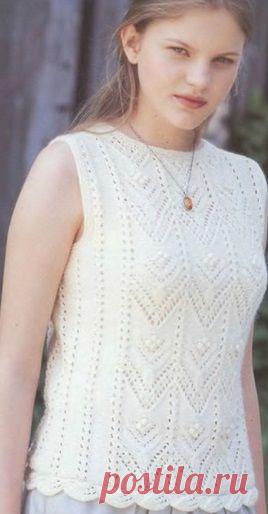 Белый топ с рельефным узором | Рукоделие и вязание