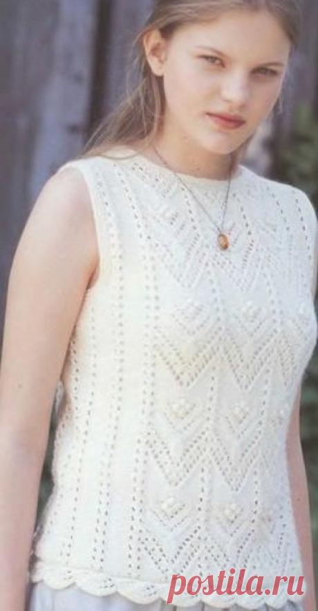 Белый топ с рельефным узором | Рукоделие и вязание