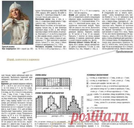 Комплект шапка, шарф варежки спицами. Зимний комплект спицами | Я Хозяйка