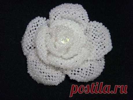 Схема к брошке "Заснеженная роза" | Салон Эксклюзивного Бисера beading patterns free