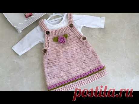 🌹Tığ işi Tomurcuk Model Elbise/Bebek jile Elbise/3 ay İçin