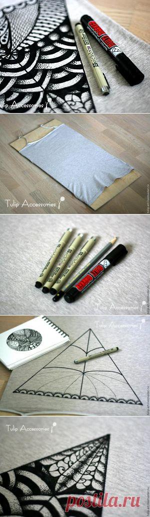 Рисовать может каждый! Расписываем майку в стиле зентангл - Ярмарка Мастеров - ручная работа, handmade