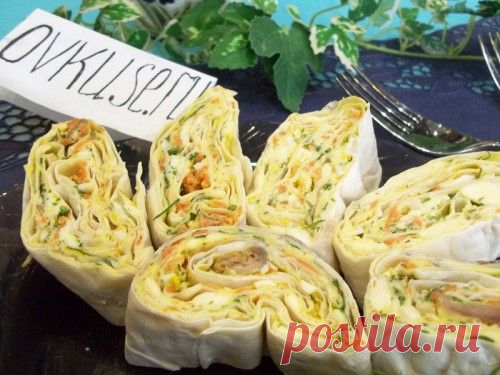 Быстрая закуска из лаваша с еврейским салатом, рецепт с фото / Простые рецепты