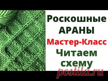 № 106  Роскошные АРАНЫ Узор #68 / ПОШАГОВЫЙ Мастер-Класс / Читаем ПОДРОБНО схему / Уроки вязания