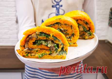 Рецепт очень вкусного рулета из тыквы с грибами: ярко, сочно и красиво, можно даже на праздник подавать | MEREL KITCHEN | Пульс Mail.ru