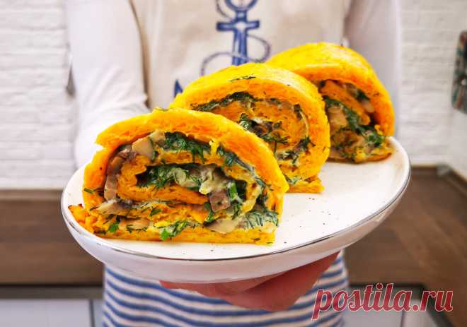 Рецепт очень вкусного рулета из тыквы с грибами: ярко, сочно и красиво, можно даже на праздник подавать | MEREL KITCHEN | Пульс Mail.ru