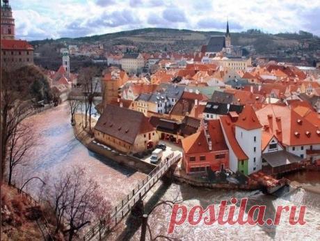 Вид в Чески-Крумлов, Чехия