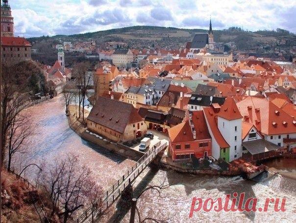 Вид в Чески-Крумлов, Чехия