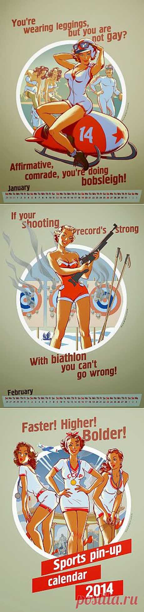 Русский Pin Up Олимпийский календарь на 2014 год (Неофициальный): Pin Up и Cartoon Girls