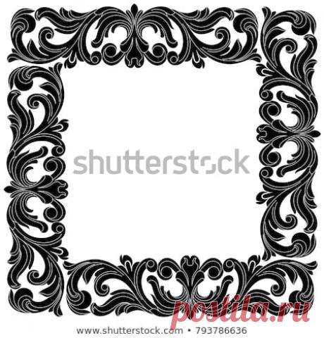 Стоковая векторная графика «Vintage Border Frame Engraving Retro Ornament» (без лицензионных платежей), 793786636: Shutterstock