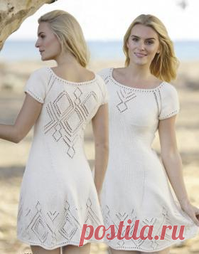 Нежное ажурное платье с ромбами от Drops design: вяжем своими руками!