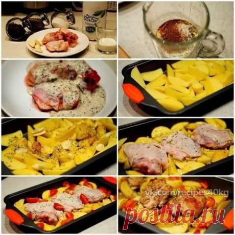 Курица маринованная в кефире, запечённи и чесноком / Всё за еду!