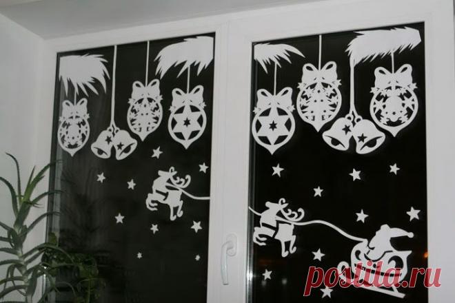 Трафареты украшений на окна к новому году: технология создания, мастер-классы