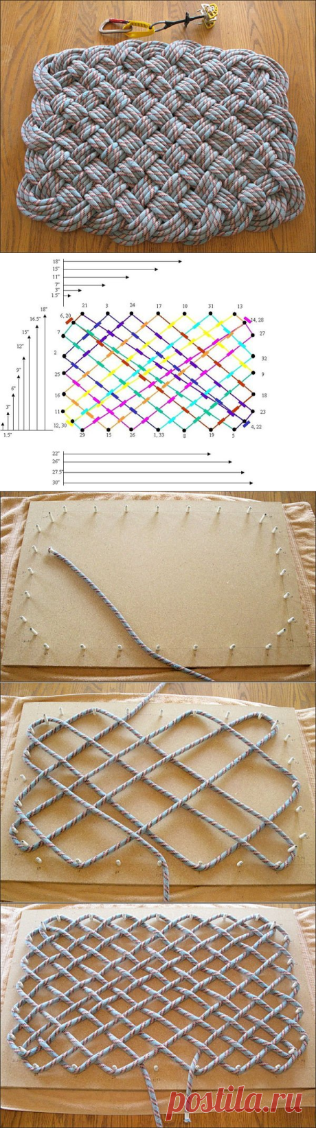 Коврик из верёвки: плетеная теплота — Сделай сам, идеи для творчества - DIY Ideas