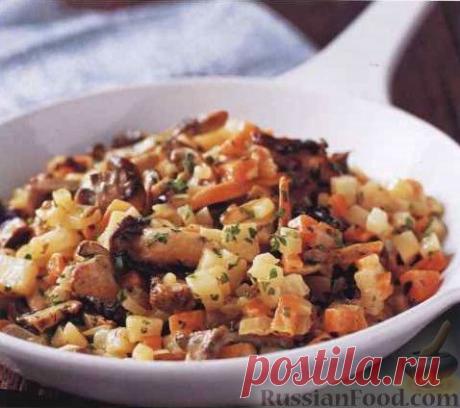 Рецепт: Жареные грибы с корнеплодами на RussianFood.com