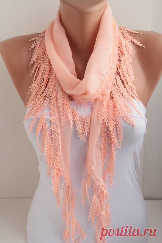 Salmon Shawl Scarf Lace Scarf Cotton Scarf Cotton Scarf от DIDUCI