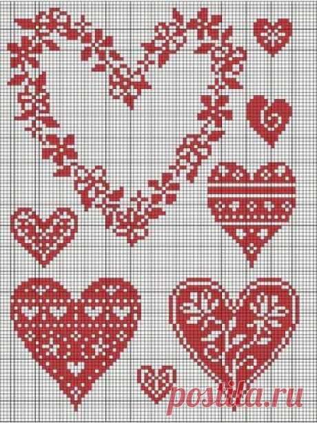 Подборка схем сердечек | Рукоделие и вязание