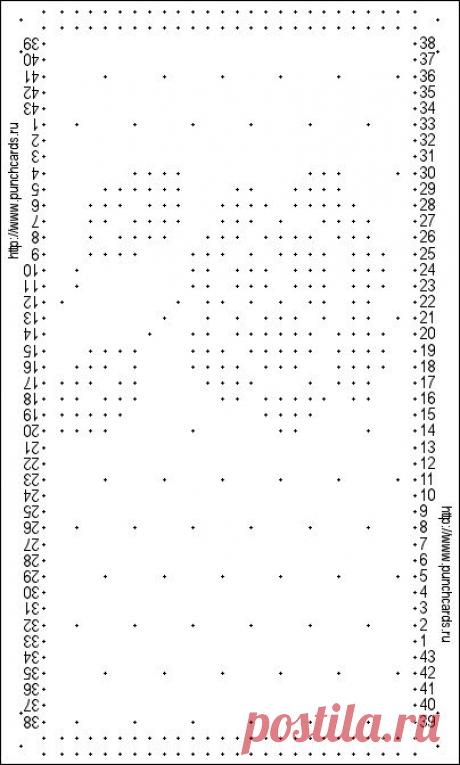 Просмотр рисунка перфокарты с раппортом 24 петли, пересчёт на две фонтуры, печать перфокарты