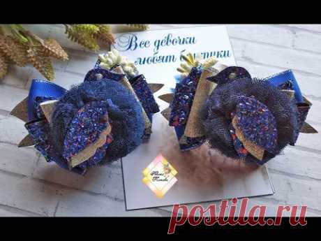 Бантики "Синяя птица". Канзаши МК. \ Bows "the Blue bird". Kanzashi MK.