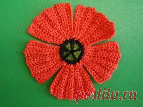 Цветок крючком Мак Ирландское кружево flower crochet poppy