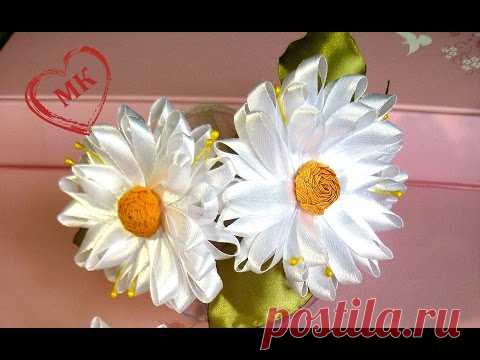 Ободок - ромашки из лент. Мастер класс | Kanzashi YouTube | Youtube и Watches